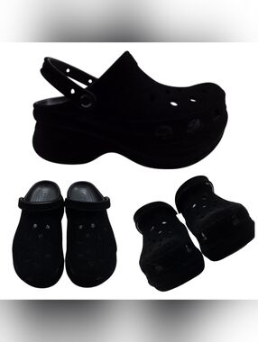 CROC'S Bae Velvet Platform Clog Womens Size 9 Black New w/Tags 211919-001